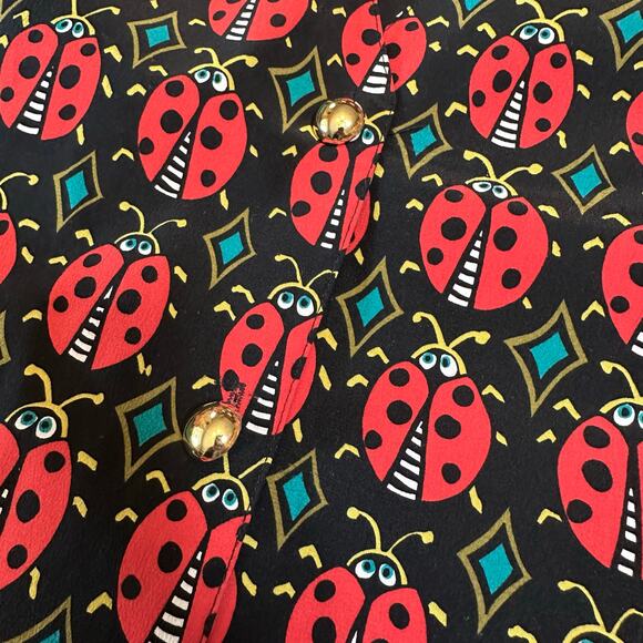 Bob Mackie Ladybug Vest Silk Size Large Novelty - Picture 6 of 8